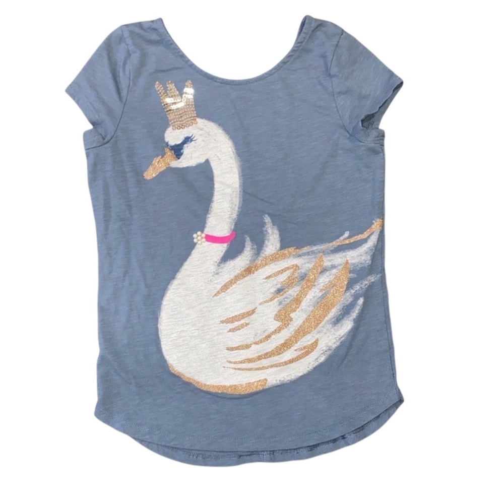 SONOMA Slate Blue Cap Sleeve Graphic Swan Top
